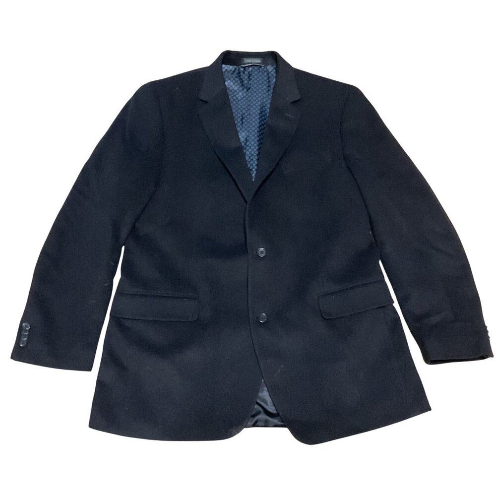 Michael Kors Camel Hair Sport Coat Size 42L Black Lined Structured 2 Button Mens